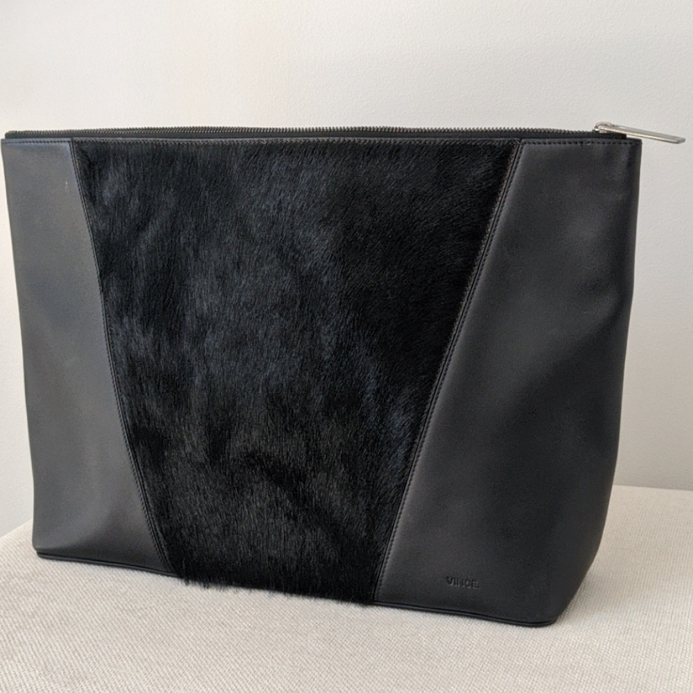 Vince Calf Leather Pouch Clutch